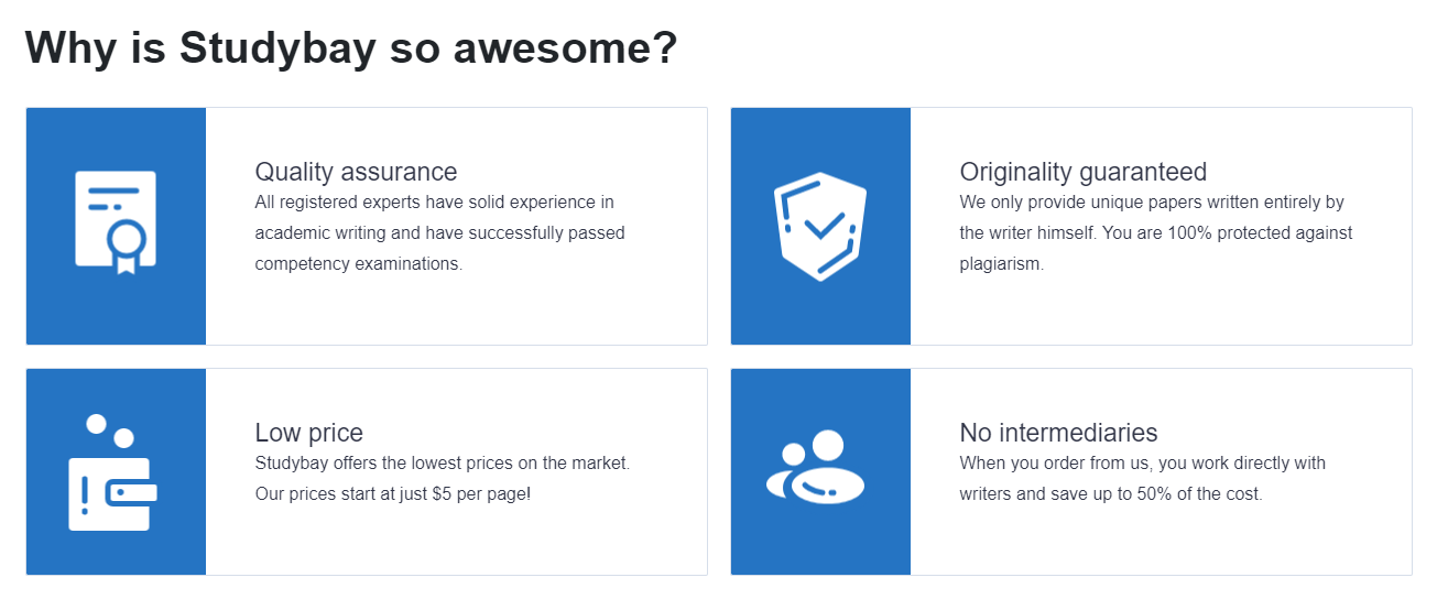 Studybay.com advantages